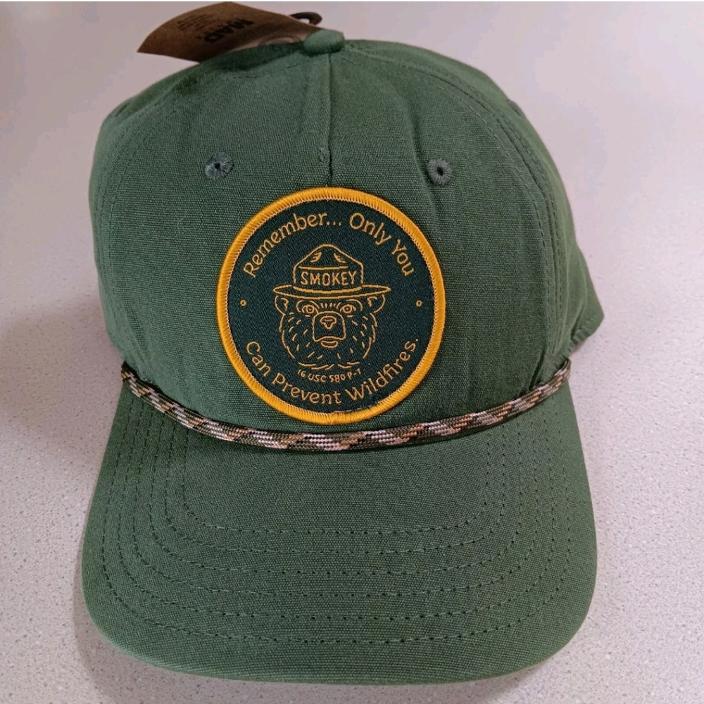 Vintage Looking Smokey The Bear Green Snapback Hat